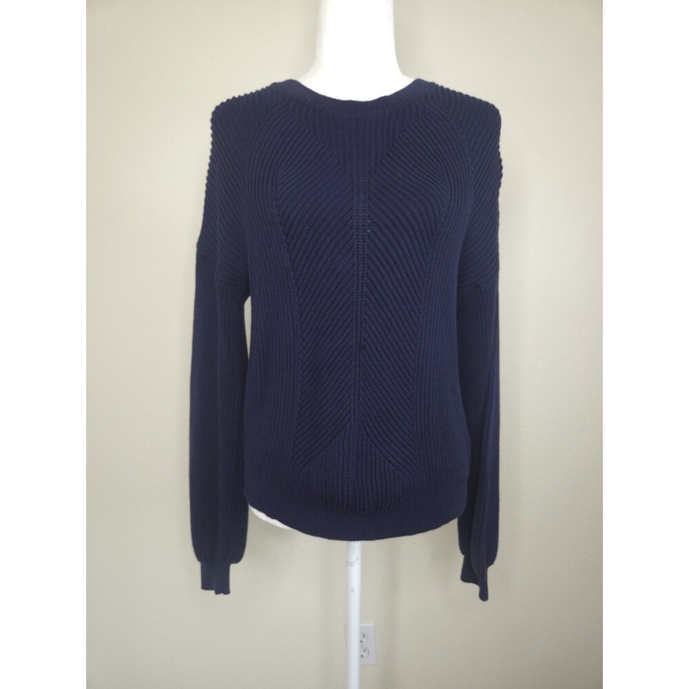 Lauren Ralph Lauren Black Label Navy Mixed Stitch Knit Pullover Sweater Size...